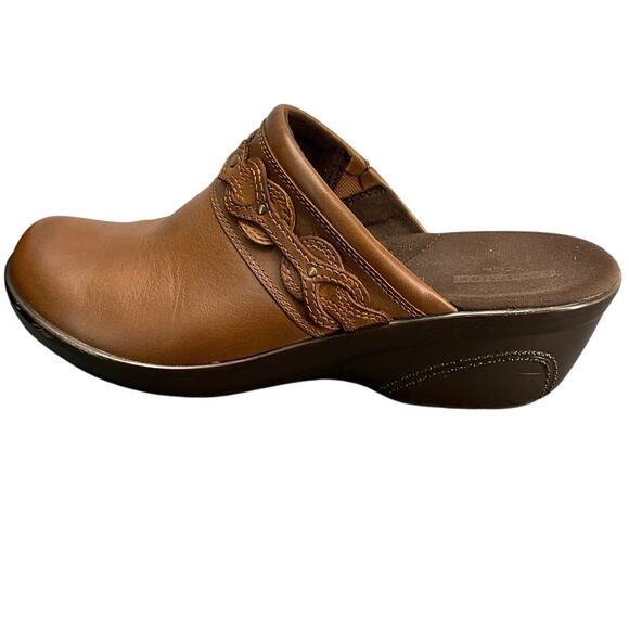 Clarks Marion Coreen Mule Cognac Tan Leather Slip On Comfort Clog Women 9 - Picture 5 of 8